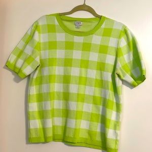 J. Crew Short Sleeve Gingham Sweater in Citrus size XL